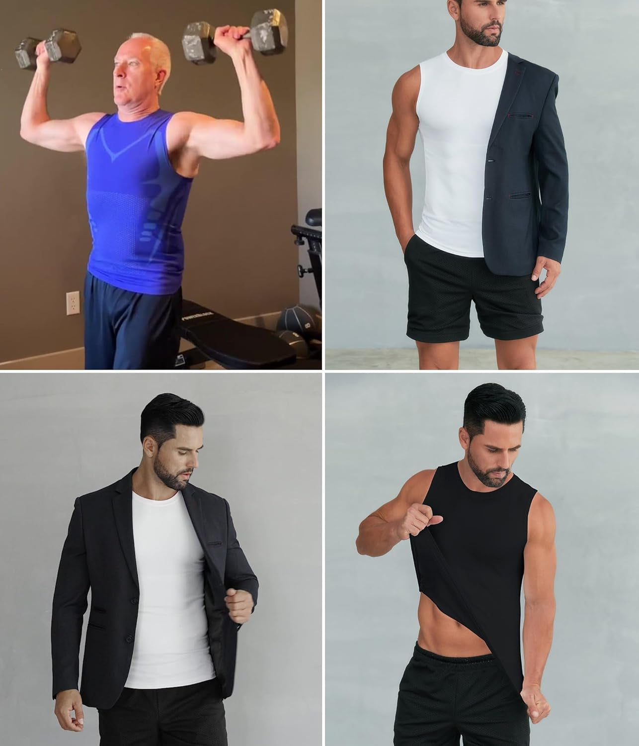 Compression Shirt Men Slimming Body Shaper Vest Crewneck Workout Shirts Tummy Control Undershirts