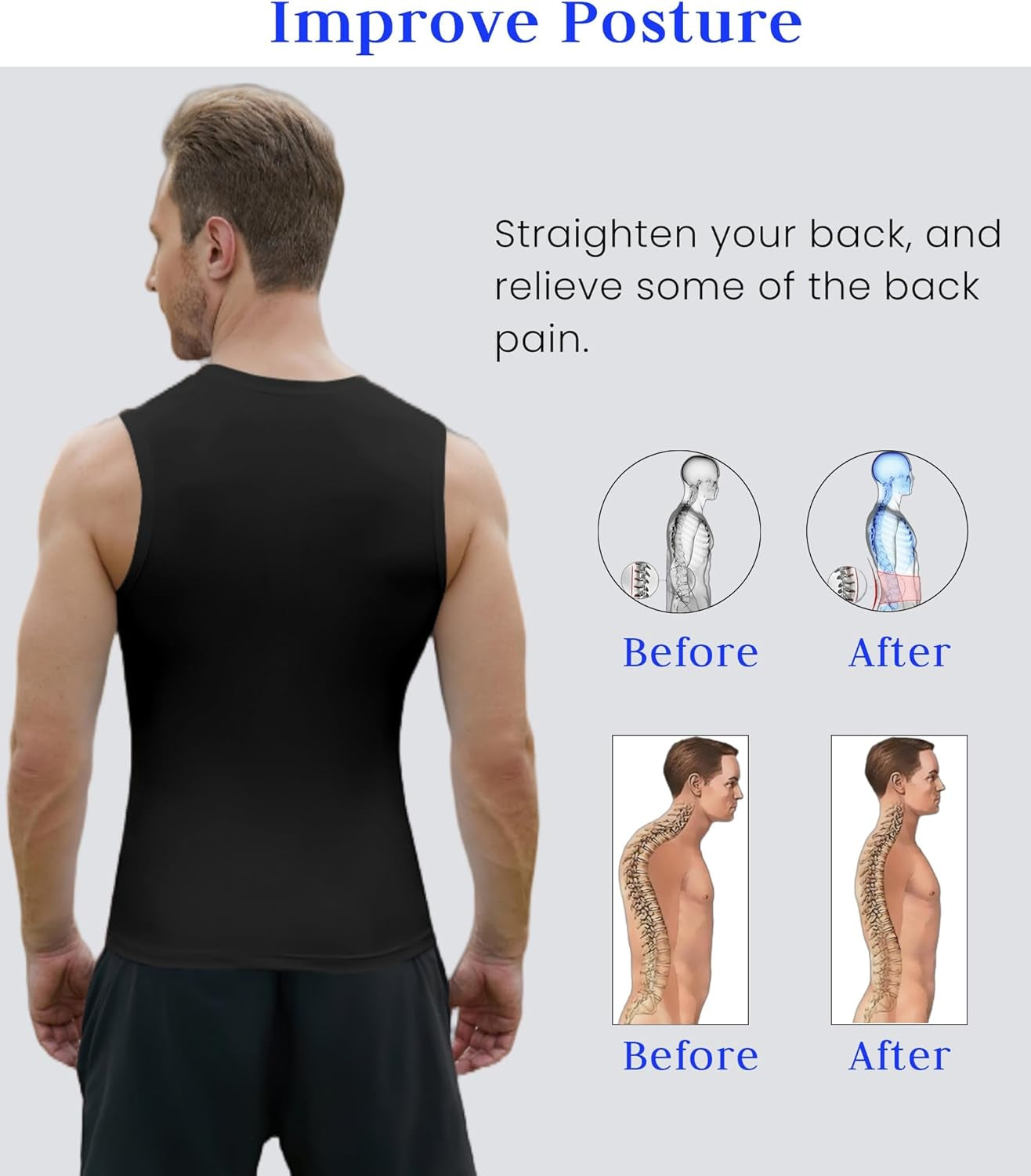 Compression Shirt Men Slimming Body Shaper Vest Crewneck Workout Shirts Tummy Control Undershirts