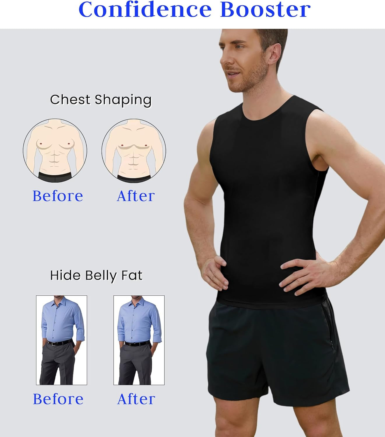 Compression Shirt Men Slimming Body Shaper Vest Crewneck Workout Shirts Tummy Control Undershirts