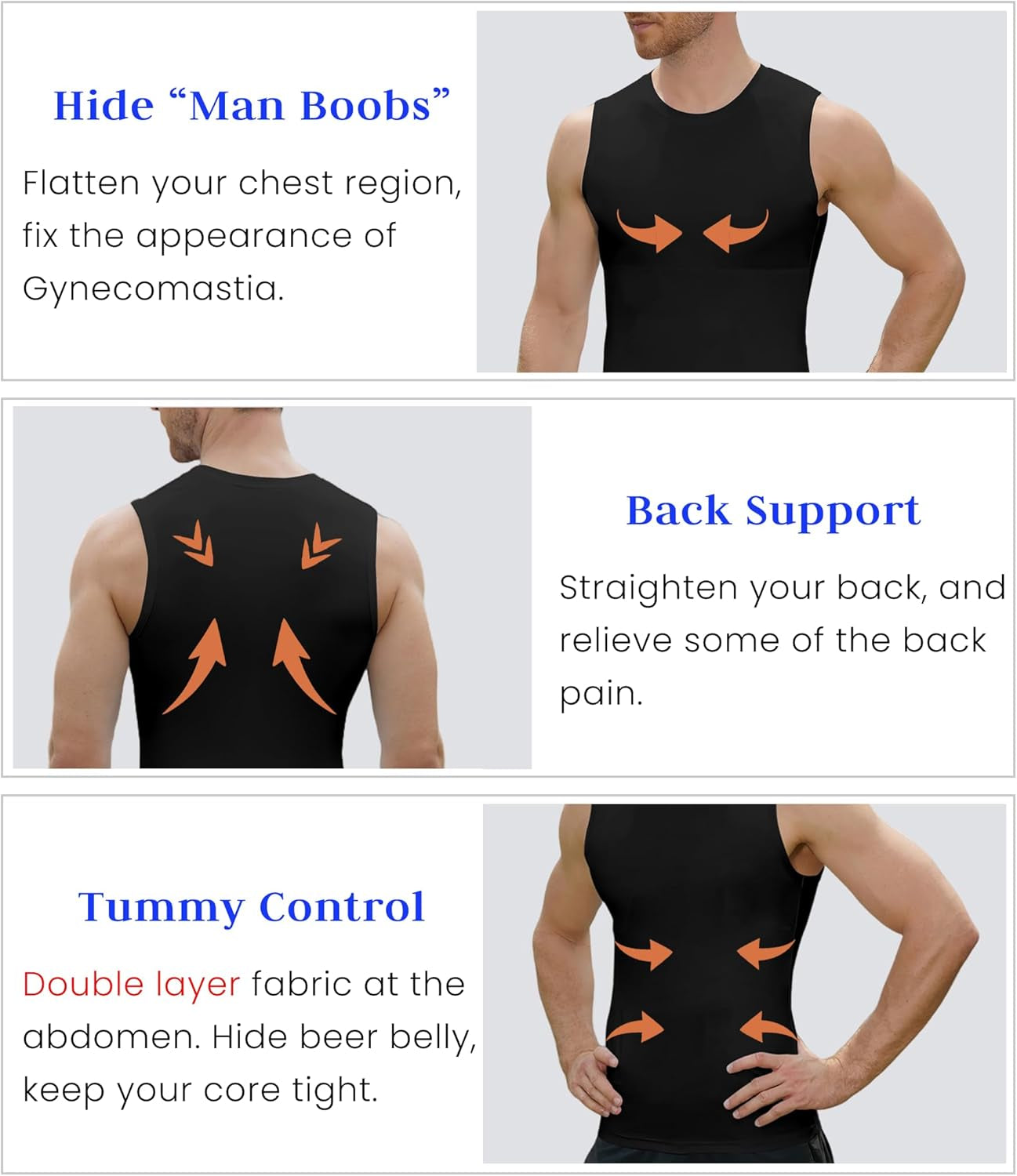 Compression Shirt Men Slimming Body Shaper Vest Crewneck Workout Shirts Tummy Control Undershirts